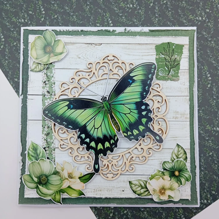 kartka scrapbooking handmade dzien matki z zielonym motylem.webp